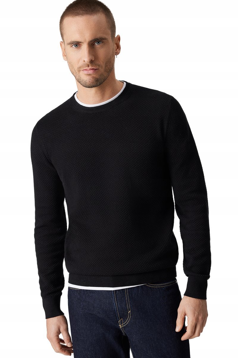 Sweter Męski Czarny Bawełniany O-neck Próchnik PM17 L