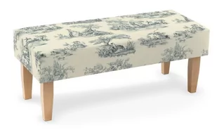 Dekoria.pl Dekoria.pl Ławka tło ecru niebieskie postacie 100 × 40 × 40 cm Avinon 197-132-66 - Ławki do przedpokoju - miniaturka - grafika 1