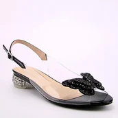 Sandały damskie - S.BARSKI MR38-388 sandały damskie transparentne na obcasie czarne - miniaturka - grafika 1