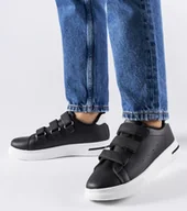 Botki damskie - Czarne sneakersy zapinane na rzepy Paré - biała podeszwa-37 - miniaturka - grafika 1