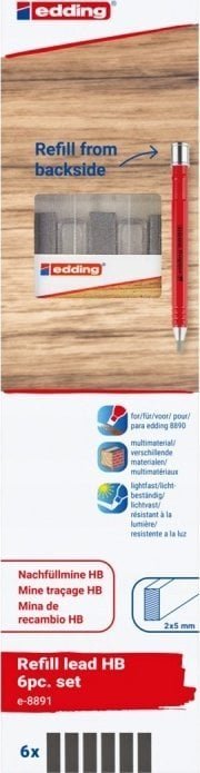 Edding Wymienne wkłady e-8891 EDDING, do ołówka e-8890, HB, 6 szt., blister