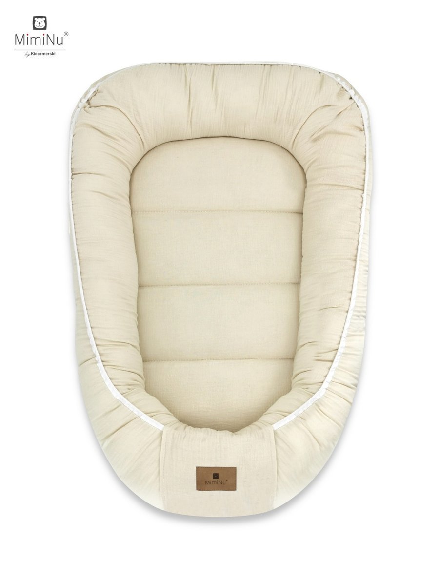 KIECZMERSKI Kokon niemowlęcy MUŚLIN BAWEŁNIANY ciepły beż bawełna 100%