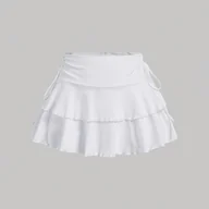 Spódnice - TEMU QXHL Damska Spódniczka Krótka/Półspódnica o Wysokiej Elastyczności – Jednokolorowa Spódniczka Wachlarzowa, Krótka Długość Idealna do Dojazdów, - miniaturka - grafika 1