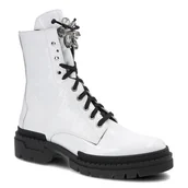 Botki damskie - Białe Botki Nessi Damskie Modne Obuwie Jesienne - miniaturka - grafika 1