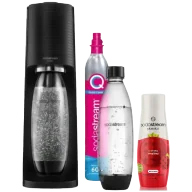 Saturatory - Zestaw SODASTREAM Saturator Terra Black + nabój z gazem CO2 2x butelka Fuse 1l syrop malinowy 440ml Wielokolorowy - miniaturka - grafika 1