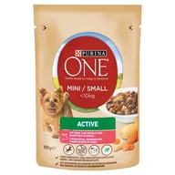 Mokra karma dla psów - Purina One Mini Active Karma dla psów z wołowiną ziemniakami i marchewką w sosie 100g - miniaturka - grafika 1