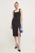 Sukienki - Patrizia Pepe sukienka kolor czarny midi dopasowana 8A1401 A110 - miniaturka - grafika 1