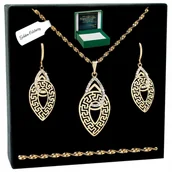 Kolczyki - PIĘKNY ZŁOTY ŁAŃCUSZEK DAMSKI + ZAWIESZKA KOLCZYKI Z CYRKONIAMI DLA KOBIETY - miniaturka - grafika 1