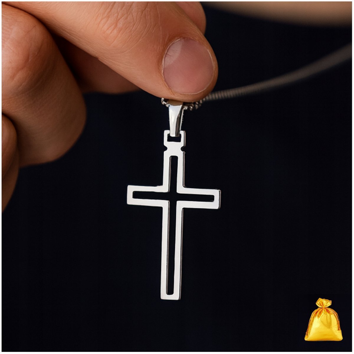 SREBRNY KRZYŻYK MĘSKI NA ŁAŃCUSZEK, SREBRO PRÓBA 925, DLA NIEGO, NOWOCZESNY