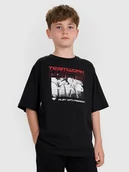 Koszulki dla dziewczynek - 4F T-shirt oversize z nadrukiem dziecięcy - czarny 122/128 (6-8 lat) - miniaturka - grafika 1