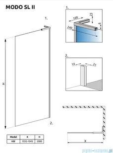 Radaway Modo SL II kabina Walk-in 105x200 prawa szkło przejrzyste 10319105-01-01R - Kabiny prysznicowe Radaway Modo SL II kabina Walk-in 105x200 prawa szkło przejrzyste 10319105-01-01R - Kabiny prysznicowe - miniaturka - grafika 2