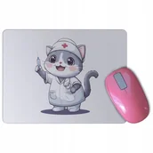 Podkładki pod mysz - Podkładka pod mysz kot Z KOTEM KOT PIELĘGNIARKA prezent dla dziecka - miniaturka - grafika 1