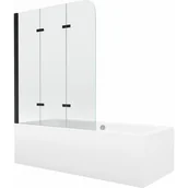 Wanny - Mexen Cube wanna prostokątna 170 x 80 cm z obudową i parawanem 3-skrzydłowym 120 cm, transparent, czarny - miniaturka - grafika 1
