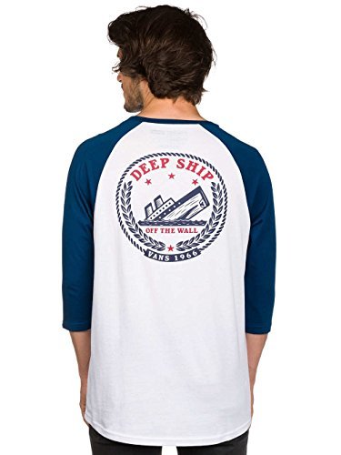Vans Tough Ship Raglan Męski Top Sportowy, Biały (Biały/Poseidon), (Rozmiar Producenta: XX-Large)