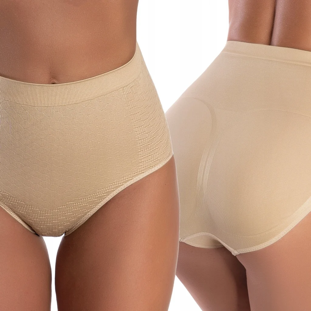 BEŻOWE majtki damskie wyszczuplające MODELUJĄCE sylwetkę PUSH-UP