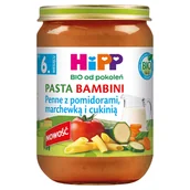 Dania dla dzieci - HiPP Pasta Bambini Bio, penne z pomidorami, marchewką i cukinią, po 6 miesiącu, 190 g - miniaturka - grafika 1
