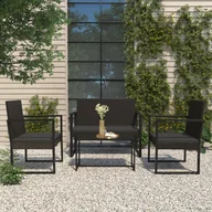 Ławki ogrodowe - vidaXL Ławka ogrodowa z poduszkami, czarna, 106 cm, polirattan - miniaturka - grafika 1