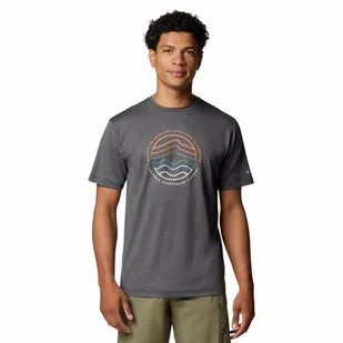 Męska koszulka szybkoschnąca Columbia Kwick Hike Graphic SS black heather - L - Koszulki męskie - miniaturka - grafika 1