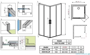 Radaway Idea White Kdd kabina 75x90cm szkło przejrzyste 387066-04-01L/387060-04-01R - Kabiny prysznicowe Radaway Idea White Kdd kabina 75x90cm szkło przejrzyste 387066-04-01L/387060-04-01R - Kabiny prysznicowe - miniaturka - grafika 2