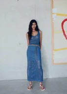 Spódnice - MANGO - Długa szydełkowa spódnica niebieski - L - Kobieta - miniaturka - grafika 1