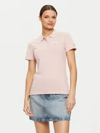 Koszulki i topy damskie - Tommy Hilfiger Polo WW0WW43930 Różowy Slim Fit - miniaturka - grafika 1