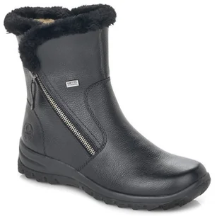 Botki damskie Rieker Z7181-00 zimowe skórzane ocieplane wełną czarne-39 - Botki damskie - miniaturka - grafika 1