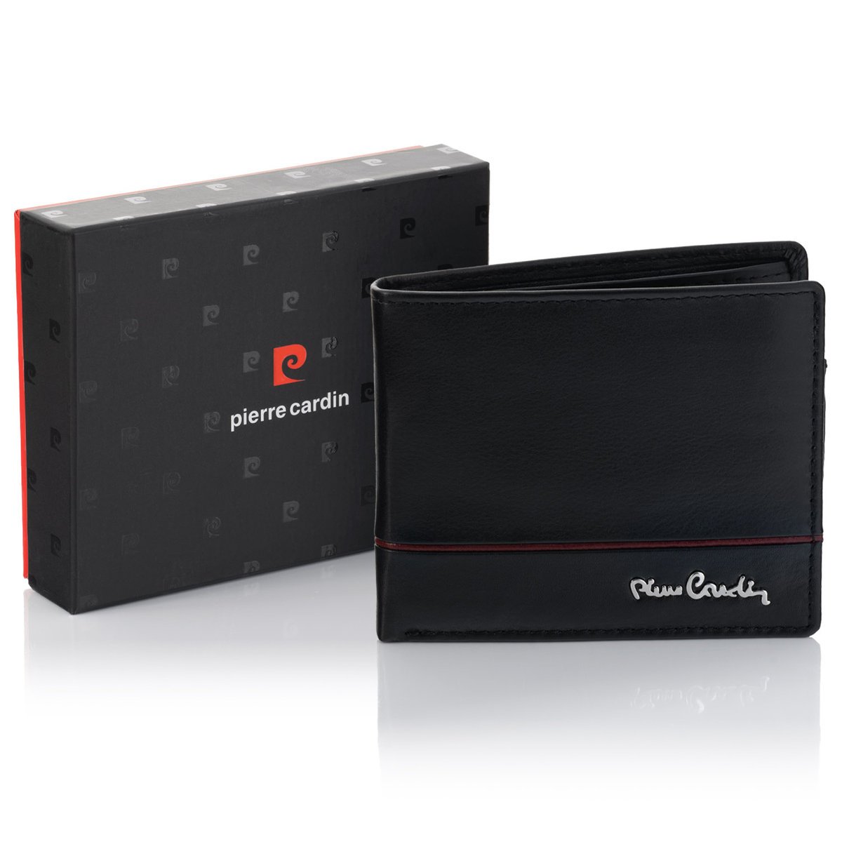 Mały portfel męski Pierre Cardin YS605 8825 z RFID - czarno-czerwony