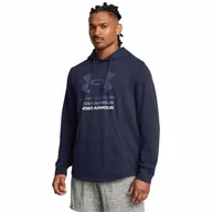 Bluzy sportowe męskie - Męska bluza dresowa nierozpinana z kapturem Under Armour UA Rival Terry Graphic Hood - granatowa - UNDER ARMOUR - miniaturka - grafika 1