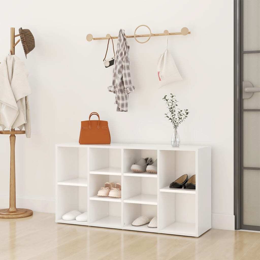 vidaXL Ławka na buty biała 103x30x54,5 cm Materiał drewnopochodny - Stojak na buty - Półki na buty - Ławka na buty - Ławki na buty