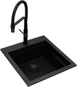 Zlewozmywaki z baterią - Zestaw granitowy Pyramis Zlewozmywak Siros 47x51,5 1B Black Edition + Bateria Flexos - miniaturka - grafika 1