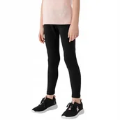 Legginsy - Legginsy dla dziewczynki 4F głęboka czerń HJL22 JLEG004 20 S 128cm - miniaturka - grafika 1