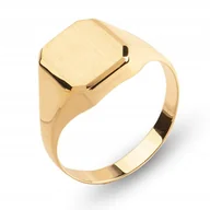 Pierścionki - KLASYCZNY ZŁOTY MĘSKI SYGNET + TWÓJ GRAWERUNEK 14KT 585 - miniaturka - grafika 1
