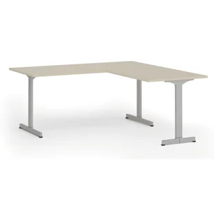 Biurko PRIMO BETA L, 1800 x 1800 mm, podstawa szara, brzoza - Biurka - miniaturka - grafika 1