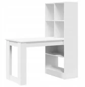 Biurka - Biurko vidaXL Biurko z półką Biały 122 x 67 x 145 cm - miniaturka - grafika 1