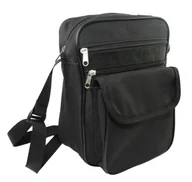 Torby męskie - Materiałowa Pionowa Torba Męska Z Dodatkową Kieszonką Antoszczyk (PL) CZARNA 26 x 20 x 13 [cm] - miniaturka - grafika 1