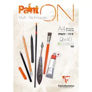 Clairefontaine Blok rysunkowy Paint 'ON 40 arkuszy 250 G Biały, biały A4 96537C - Podobrazia, bloki, papiery - miniaturka - grafika 2