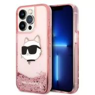 Etui i futerały do telefonów - Karl Lagerfeld Etui do iPhone 14 Pro Max 6,7" różowy/pink hardcase Glitter Choupette Head - miniaturka - grafika 1