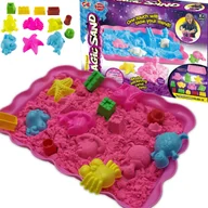 Masy plastyczne - PIASEK KINETYCZNY RÓŻOWY + PIASKOWNICA + FOREMKI ZESTAW DLA DZIECI - miniaturka - grafika 1