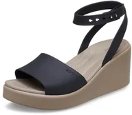 Moda i Uroda OUTLET - Crocs Damskie sandały na koturnie Brooklyn z paskiem na kostkę, czarne/grzybowe, 38 EU, Czarny grzyb, 37/38 EU - miniaturka - grafika 1