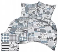 Pościel - pościel bawełna lux 160x200 + 2 poszewka B 375 patchwork duży szary - miniaturka - grafika 1
