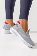 Trampki damskie - Szare sneakersy damskie buty sportowe slip on na fitness z perforacją biała elastyczna platforma wsuwane Carla DQ116B-2 - miniaturka - grafika 1