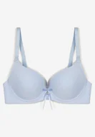 Biustonosze - Jasnoniebieski Biustonosz z Efektem Push Up Zdobiony Kokardką Idalunea - miniaturka - grafika 1