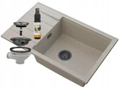 Zlewozmywaki - Granitan Zlew Granitowy Beżowy Louis Ociekacz Syfon Czarny - miniaturka - grafika 1