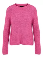 Swetry damskie - Bestseller A/S Damski sweter Pcellen Ls O-Neck Knit Noos Bc, Shocking Pink, S - miniaturka - grafika 1