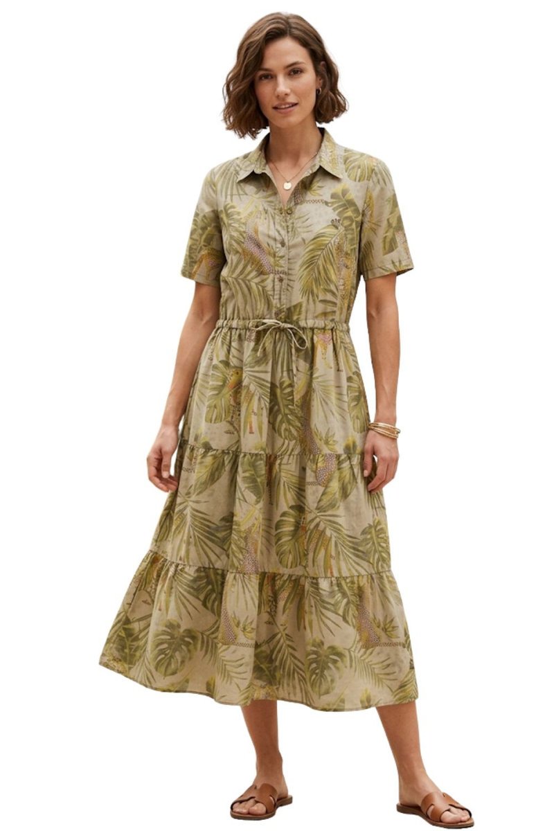 Sukienka koszulowa damska Desigual Agora stopniowana khaki safari -XS