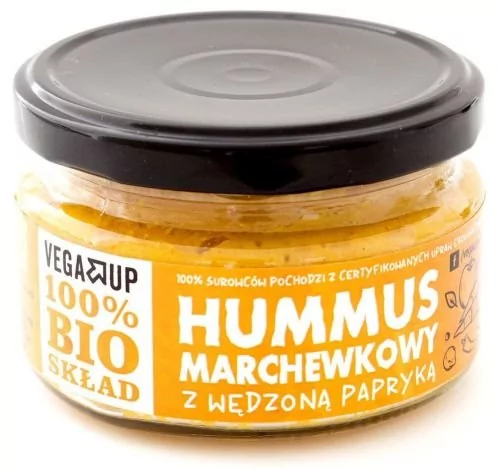 VEGA UP HUMMUS MARCHEWKOWY Z WĘDZONĄ PAPRYKĄ BIO 190 g - VEGA UP