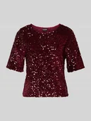 Koszulki i topy damskie - T-shirt o kroju regular fit z cekinowym obszyciem model ‘KAM’ - miniaturka - grafika 1