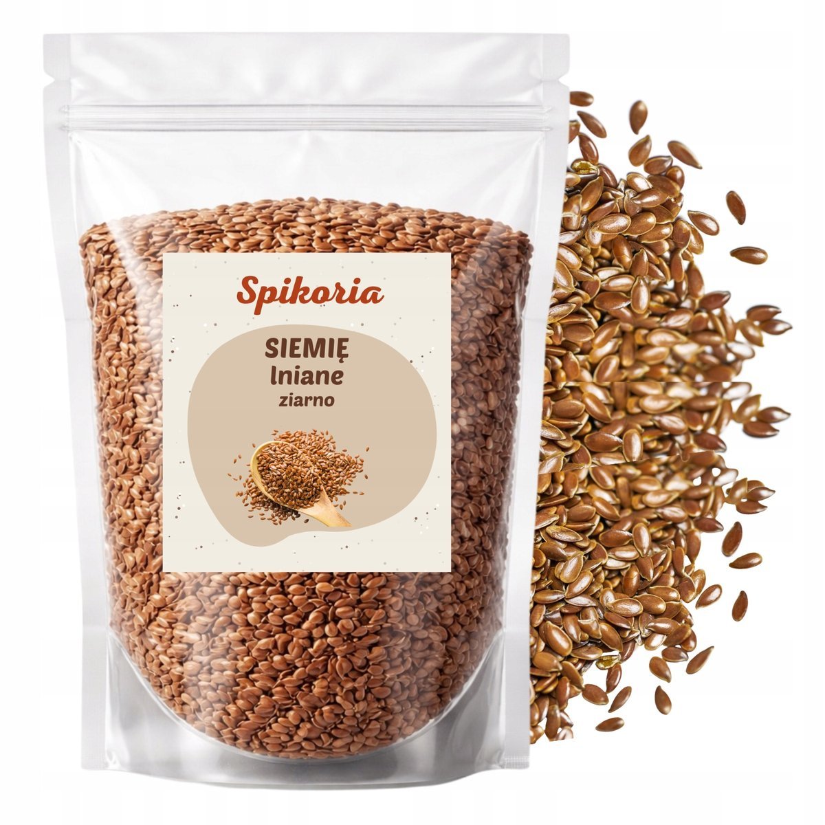 SIEMIĘ LNIANE NATURALNE 500g ziarno lnu naturalne czyste Spikoria