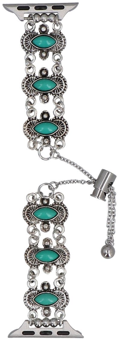 GlacierX bransoleta do smartwatcha Slider Clasp Vintage Stones Bracelet Teal Green do Apple Watch 38/40/41mm Srebrno-zielona