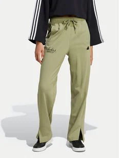 adidas Spodnie dresowe Signature Graphic JI6524 Zielony Loose Fit - Spodnie sportowe damskie - miniaturka - grafika 1